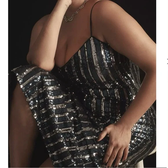 Maeve Sleeveless Sequin Stripe Midi Dress size 2X - Picture 3 of 8